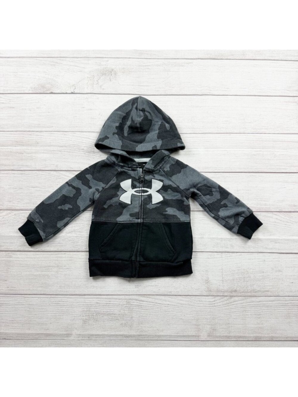 Under Armour Toddler Hoodie Camo Full Zip Sweatshirt UA Logo Jacket 9-12 Months - Picture 1 of 5